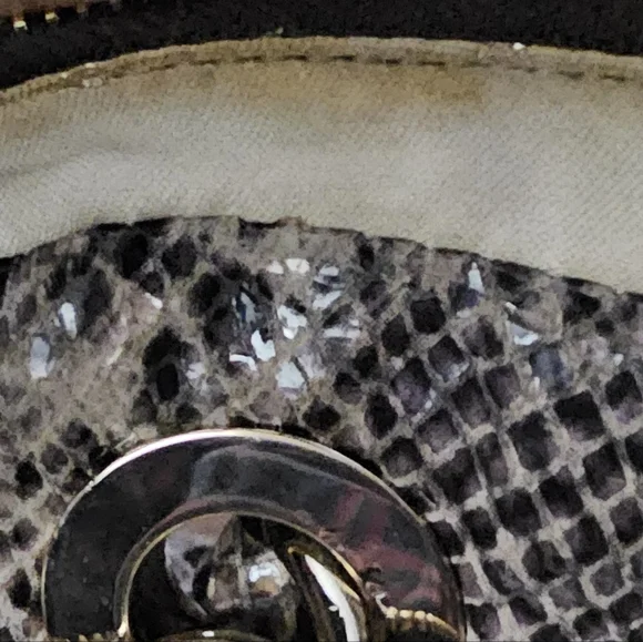 Kate Spade New York Snakeskin Print Shoulder Bag Chain Strap Neutral Python Look - Picture 15 of 16